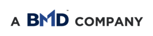 The image displays the text "A BMD COMPANY" in capital letters, with "BMD" in bold dark blue and the rest in black on a light gray background, reflecting the trusted quality of Inicio windows and doors.