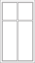 A rectangular window divided into four panes by a vertical and horizontal muntin, perfectly complementing modern aluminum door and windows designs.