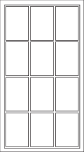 A simple rectangular window with twelve equally sized panes arranged in a 3 by 4 grid, designed to complement modern aluminum door and windows installations.