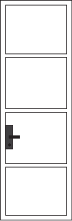 A simple white aluminum door with four rectangular panels and a black handle on the left side.