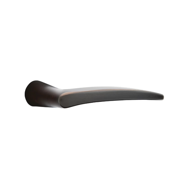 A modern, minimalist black wall shelf with a sleek, curved design, mounted against a plain white background.